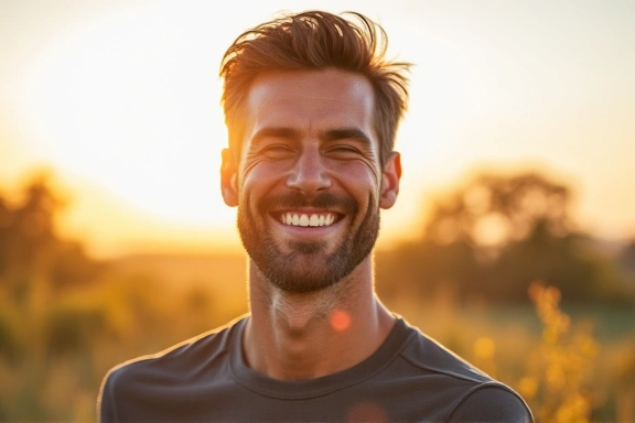 Uomo che si sente energico dopo aver assunto integratori