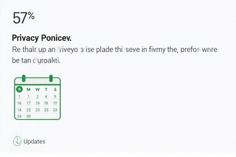 Un calendario con una data evidenziata e un simbolo di aggiornamento, a indicare gli aggiornamenti regolari alla politica sulla privacy.