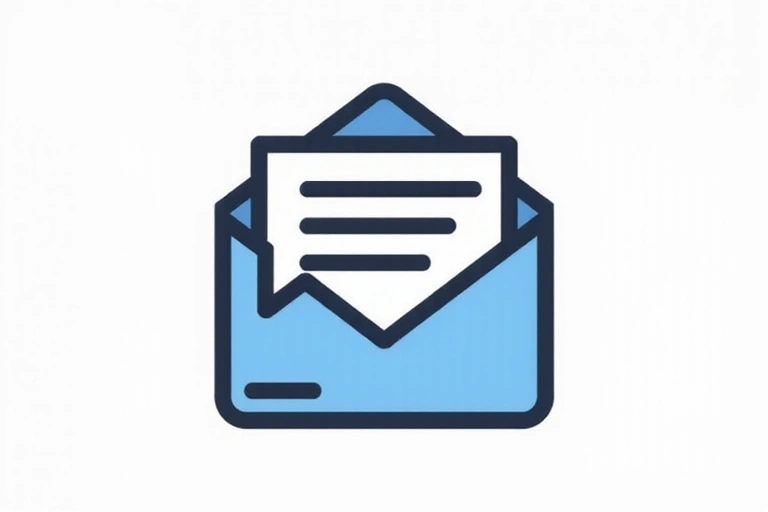 Un'icona di busta con un fumetto di testo, che simboleggia i vari metodi di contatto per domande sulla privacy policy.